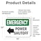 Signmission Power Shutoff (Left Arrow) With Symbol, 14 in W x Rectangle, Vinyl Decal OS-2PACK-EM-D-1014-L-10408 - alternate 4